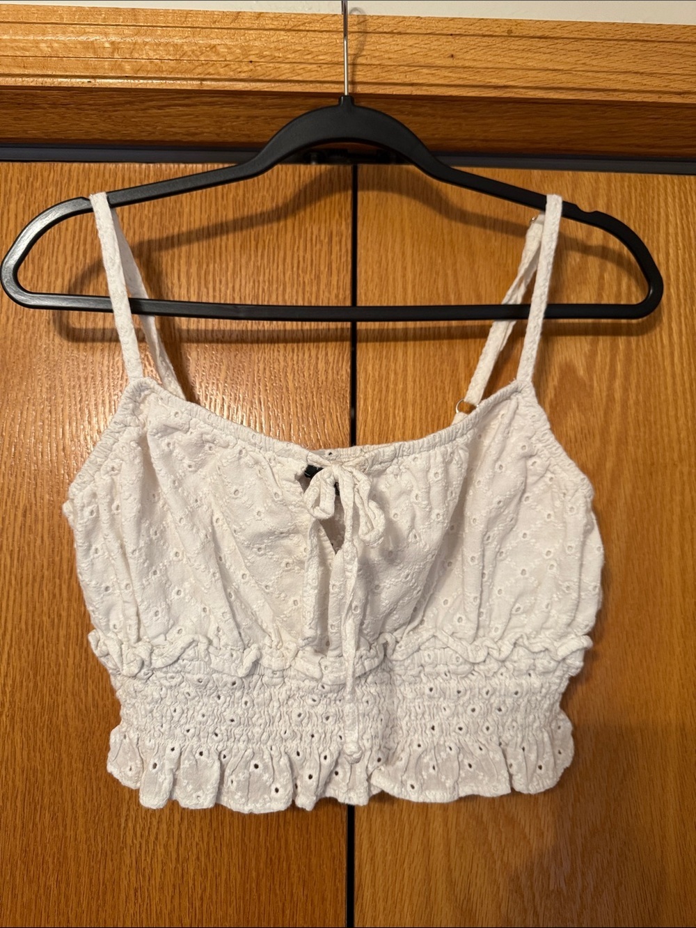 wild fable White Eyelet Smocked Crop Cami